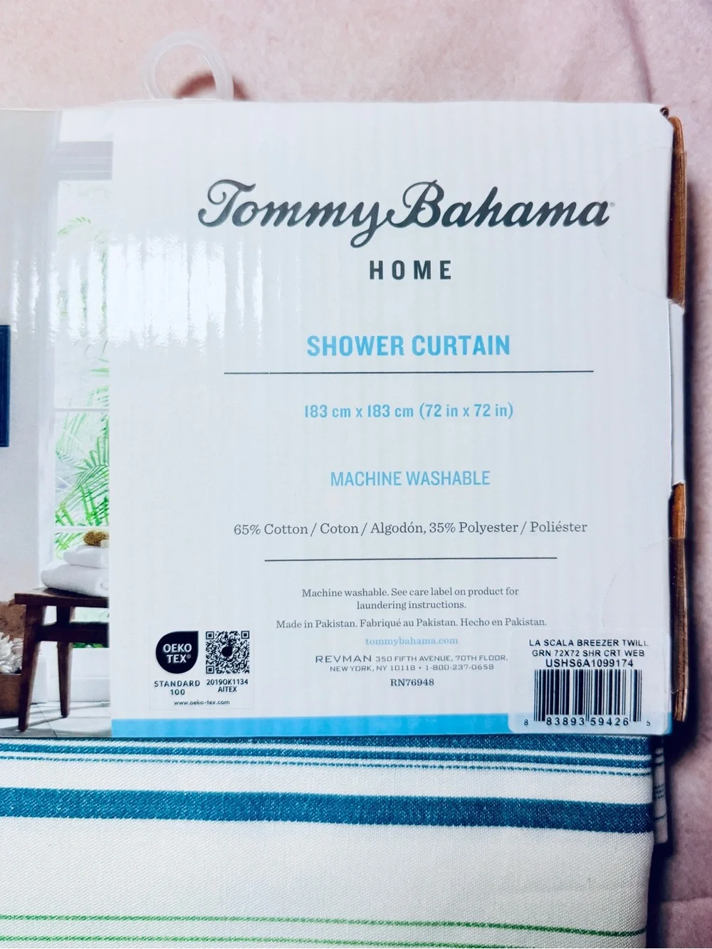 Tommy Bahama Home La Scala Breezer Cotton Shower Curtain, 72